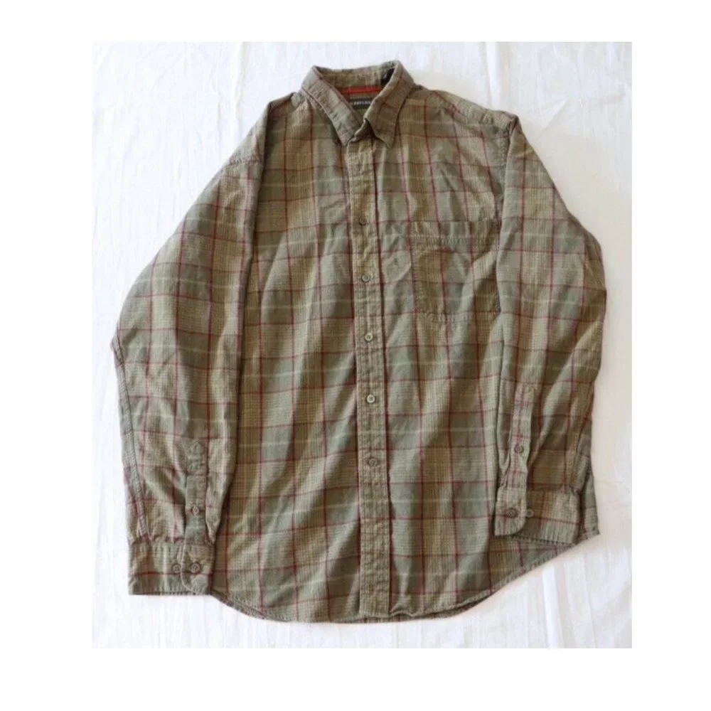 St. John's Bay Plaid Flannel Shirt Green Size L - Picture 1 of 6